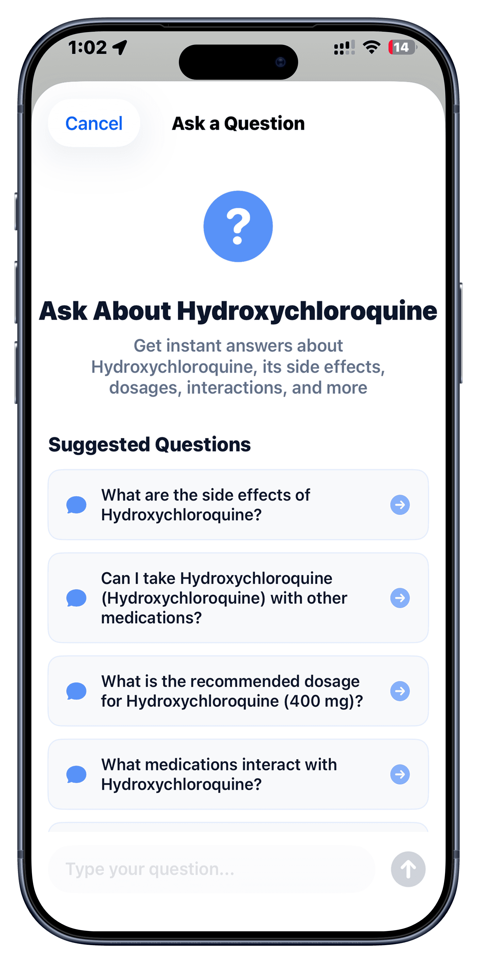 AI Pill ID — Ask the AI screen