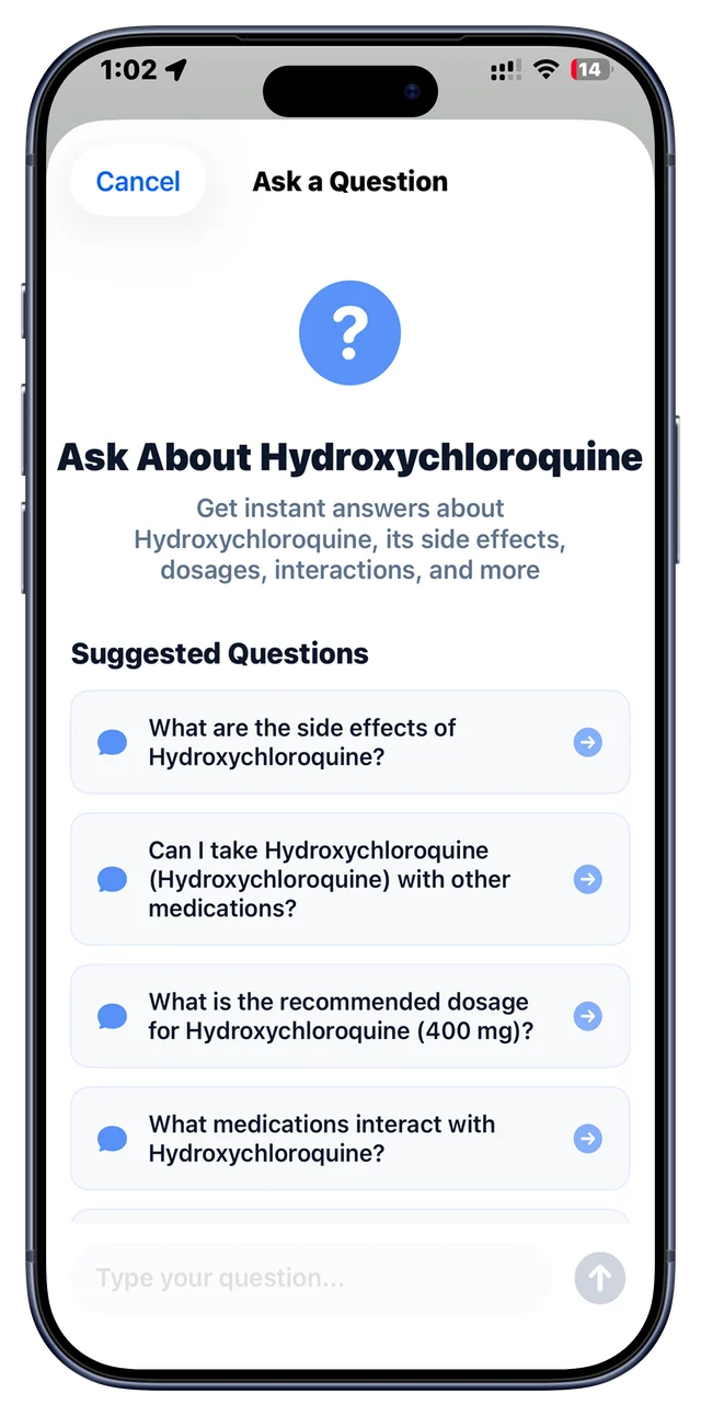 Ask a question screen in the AI Pill ID app